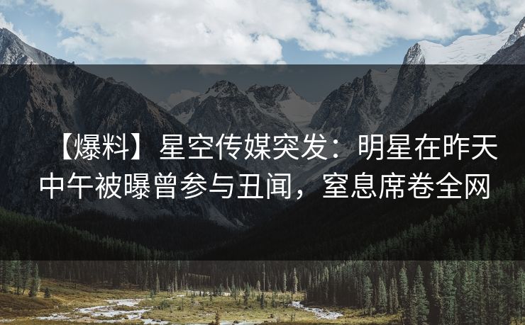 【爆料】星空传媒突发：明星在昨天中午被曝曾参与丑闻，窒息席卷全网