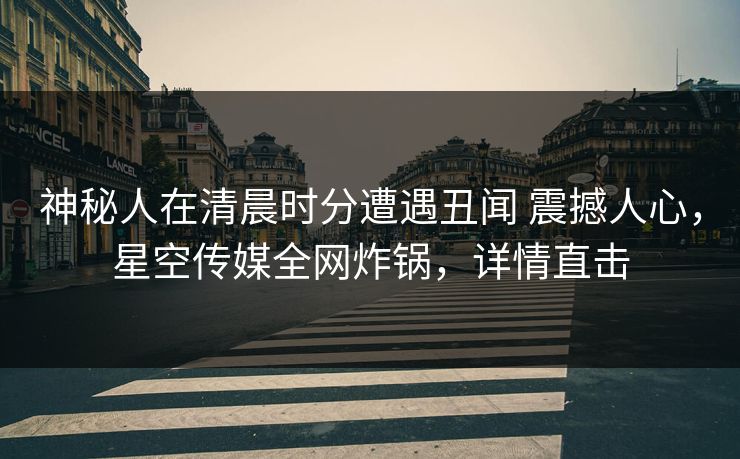 神秘人在清晨时分遭遇丑闻 震撼人心，星空传媒全网炸锅，详情直击